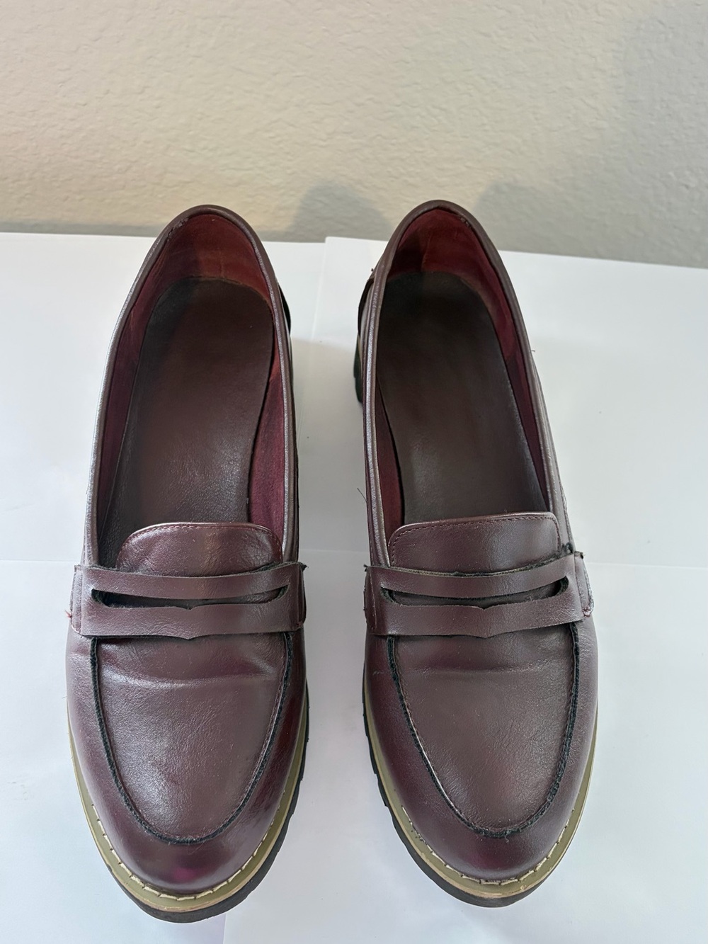 Burgundy Leather Penny Loafers Size European 40, US 9.5/10